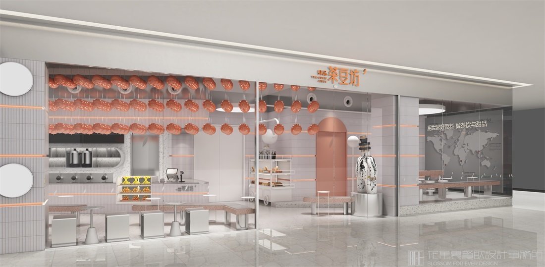 【茶豆坊】奶茶店餐飲空間設(shè)計案例圖片 1