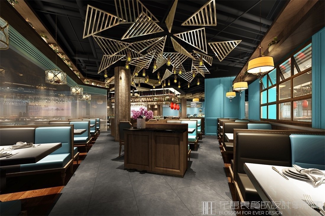 【蒙肥羊】自助餐餐飲空間設(shè)計案例圖片 1